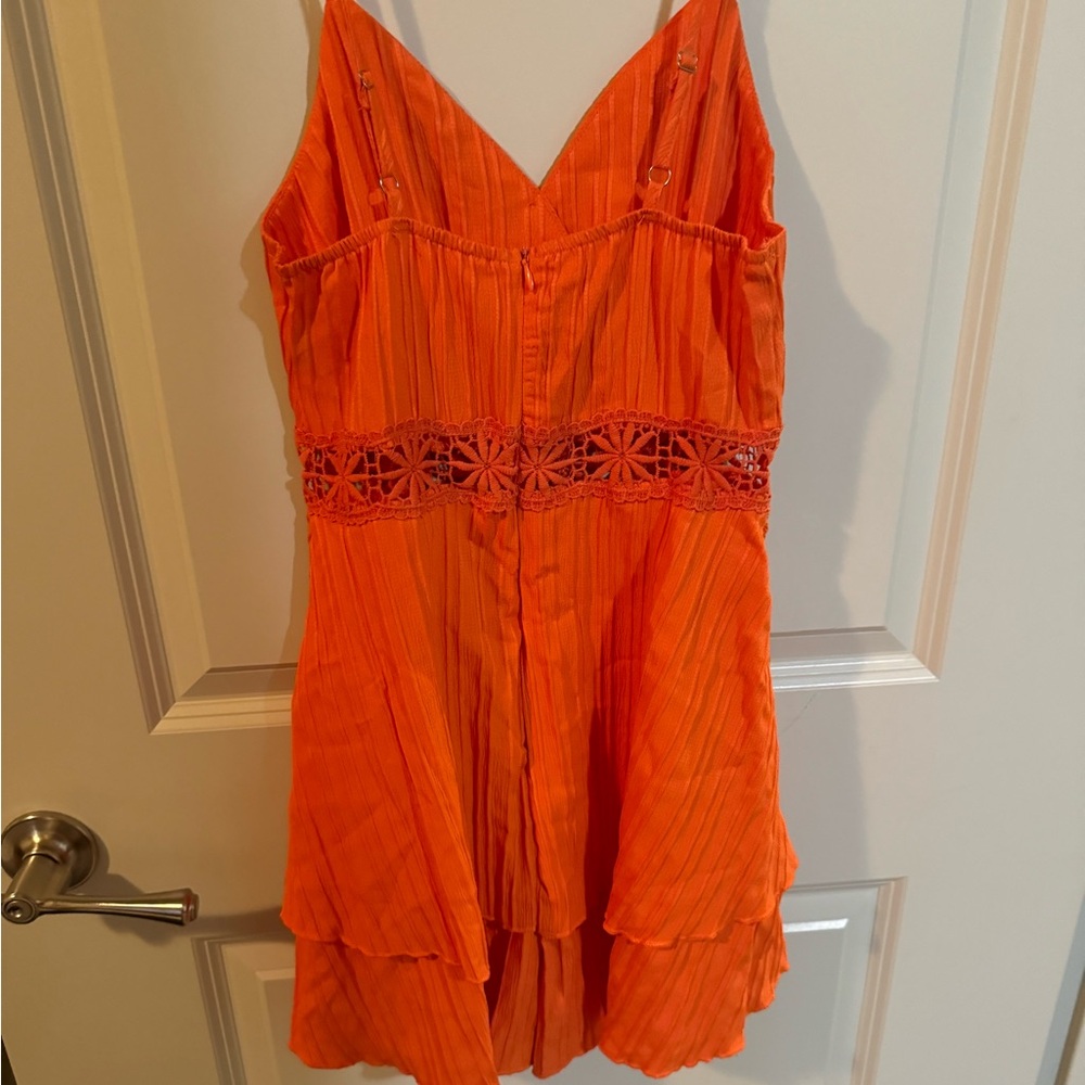 Orange Romper Floral Cutout NEW